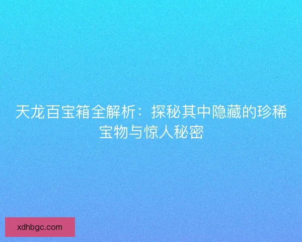 天龙百宝箱全解析：探秘其中隐藏的珍稀宝物与惊人秘密