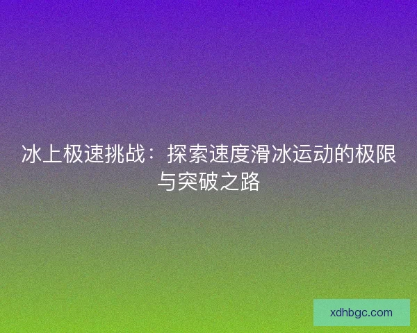 冰上极速挑战：探索速度滑冰运动的极限与突破之路